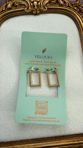 Greek Key Rectangle Drop Earrings