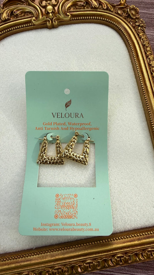 Hammered Trapezoid Chunky Hoop Earrings