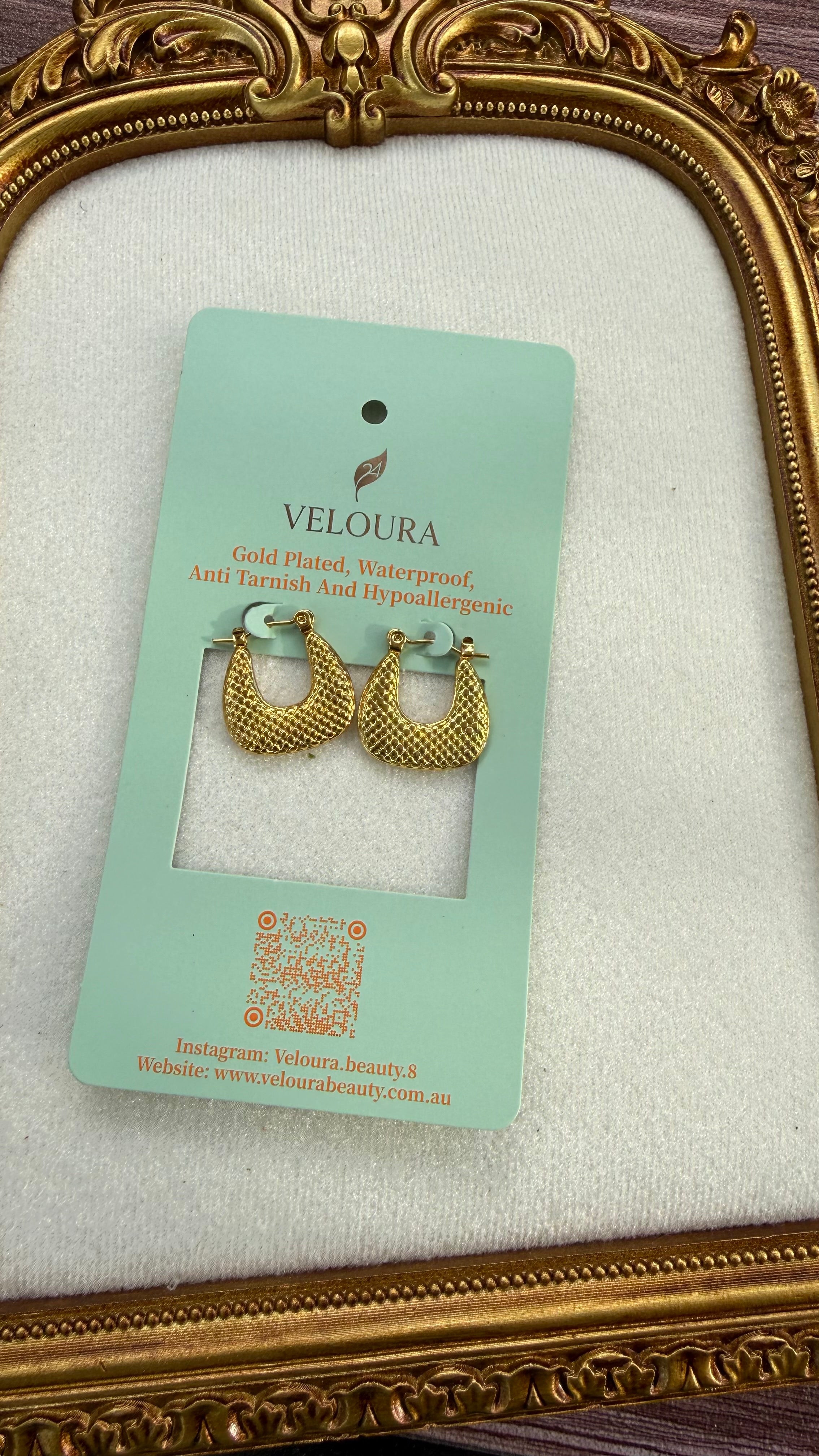 Snakeskin Textured Puffy Hoop Earrings