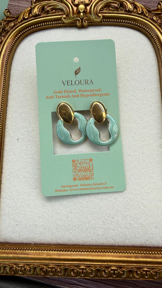 Mint Marble Link Drop Earrings