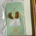 Ribbed Puffed Heart Stud Earrings