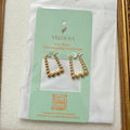 Beaded Heart Drop Hoop Earrings