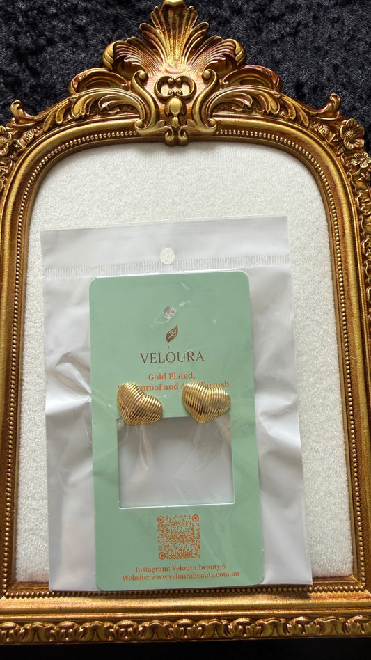 Ridged Heart Stud Earrings