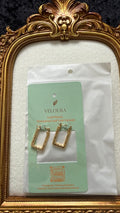 Hammered Rectangle Open Hoop Earrings