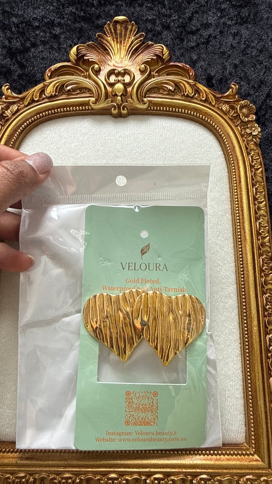 Ribbed Heart Statement Earrings