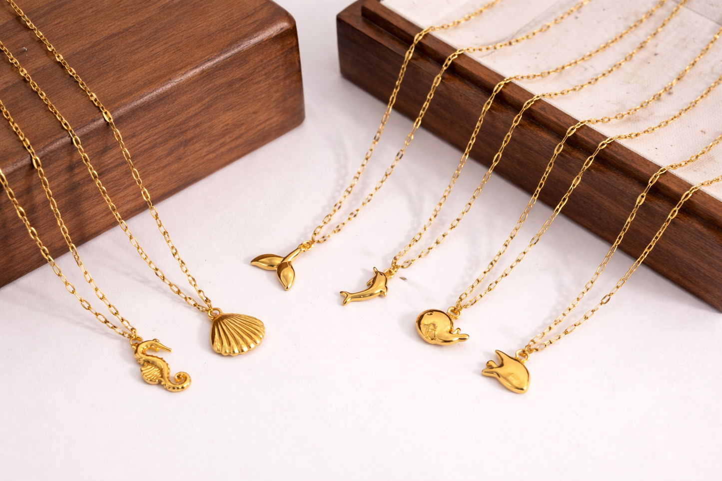 Gold Ocean Creatures Necklace Collection