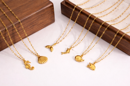 Gold Ocean Creatures Necklace Collection