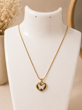 Butterfly Mother of Pearl Heart Locket Necklace