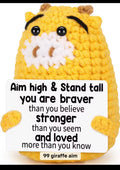 Positive Giraffe Crochet Keychain with affirmation card