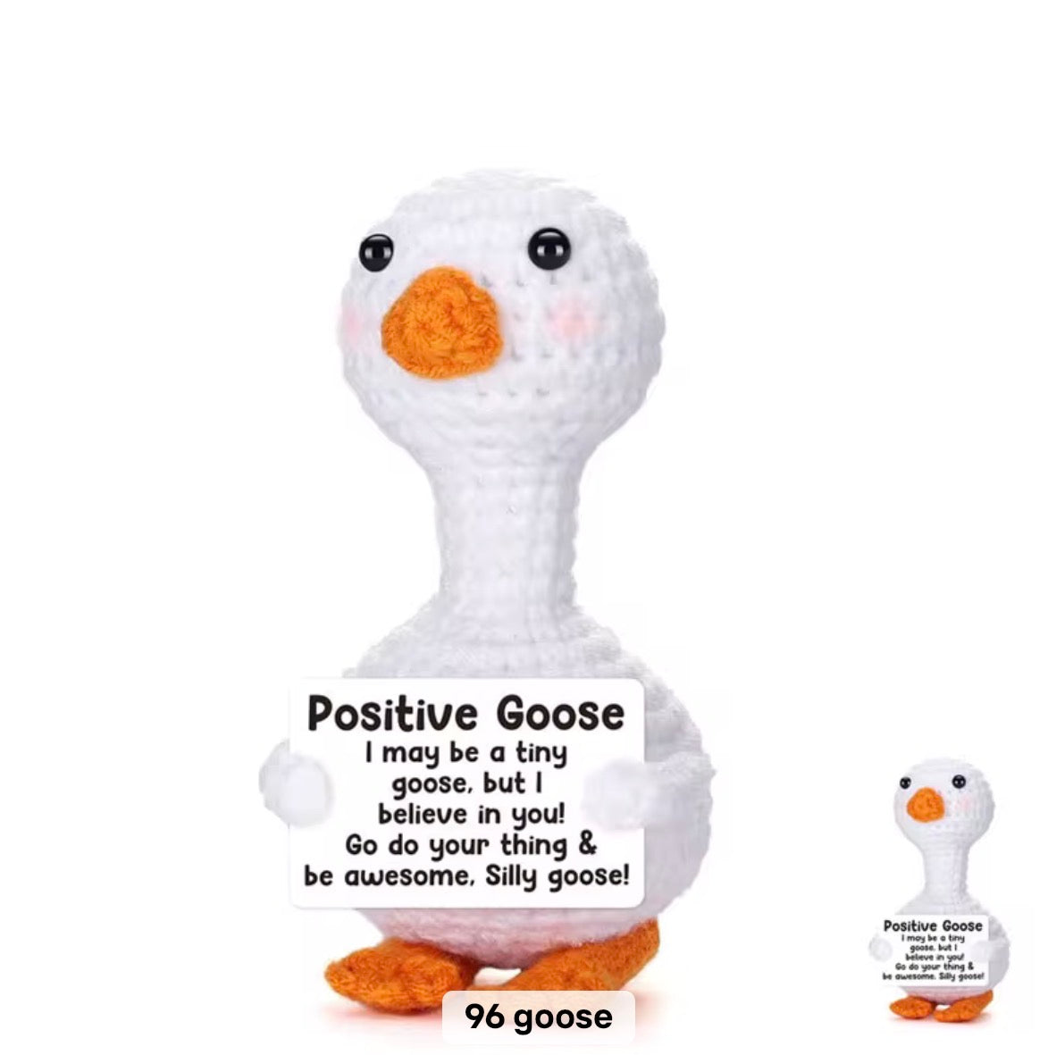 Positive Goose Crochet Keychain with affirmation card