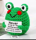Positive Frog Crochet Keychain with affirmation card