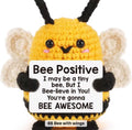 Bee Positive Crochet Keychain with affirmation card