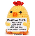 Positive Chick Crochet Keychain with affirmation card