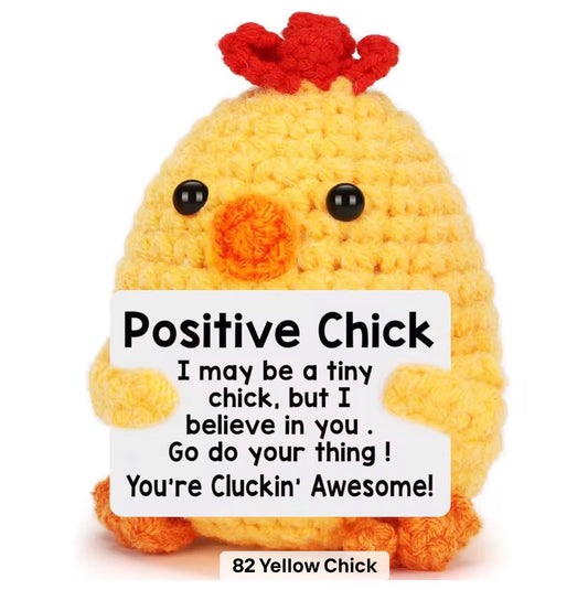 Positive Chick Crochet Keychain with affirmation card