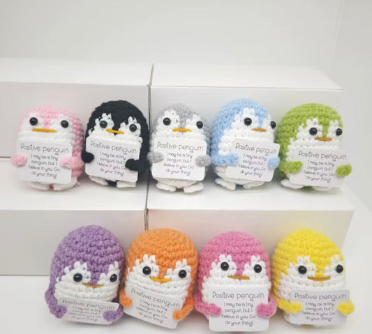 Positive Penguin Crochet Keychain in multiple colors