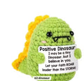 Positive Dinosaur Crochet Keychain with affirmation card