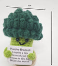 Positive Broccoli Crochet Keychain with affirmation card