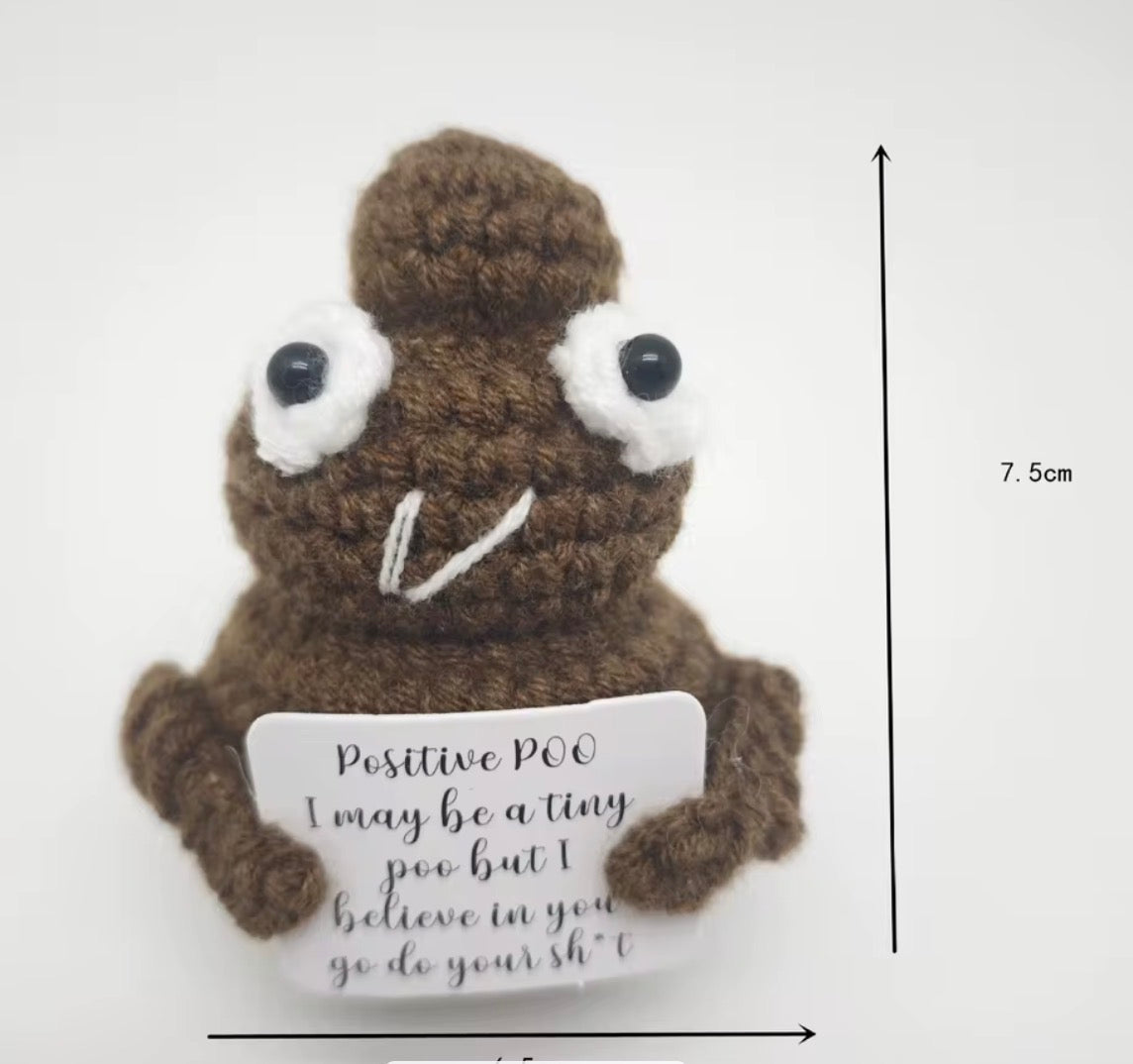Positive Poo Crochet Keychain with affirmation card