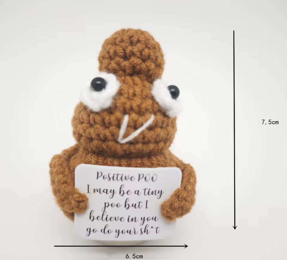 Positive Poo Crochet Keychain (Sitting) with affirmation card