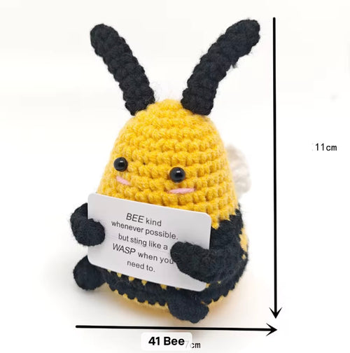 Bee Kind Crochet Keychain with affirmation card
