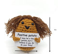 Positive Potato Crochet Keychain (Wild Hair) with affirmation card