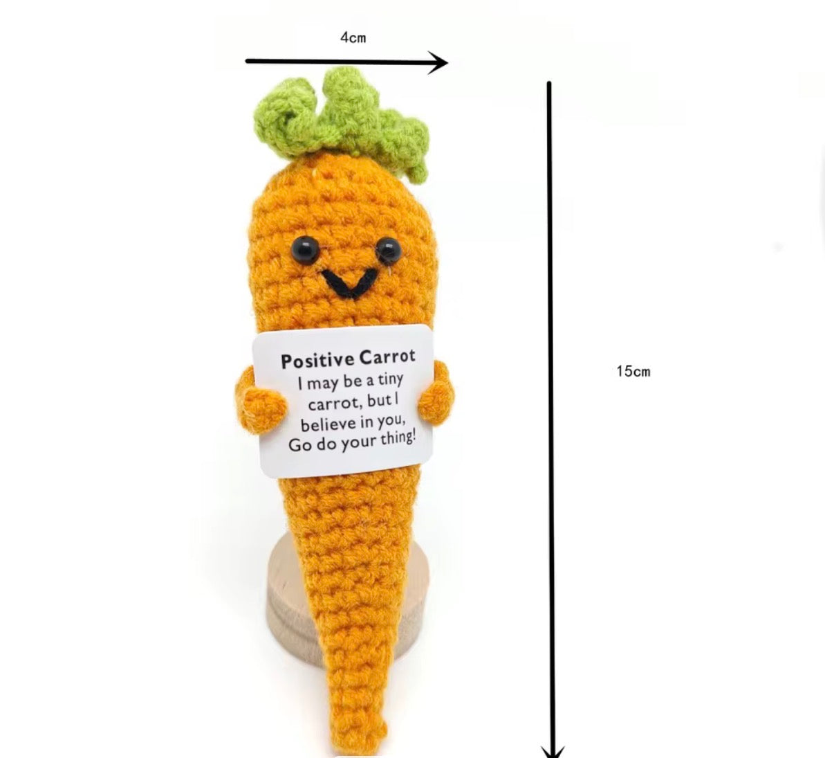Positive Carrot Crochet Keychain with affirmation card