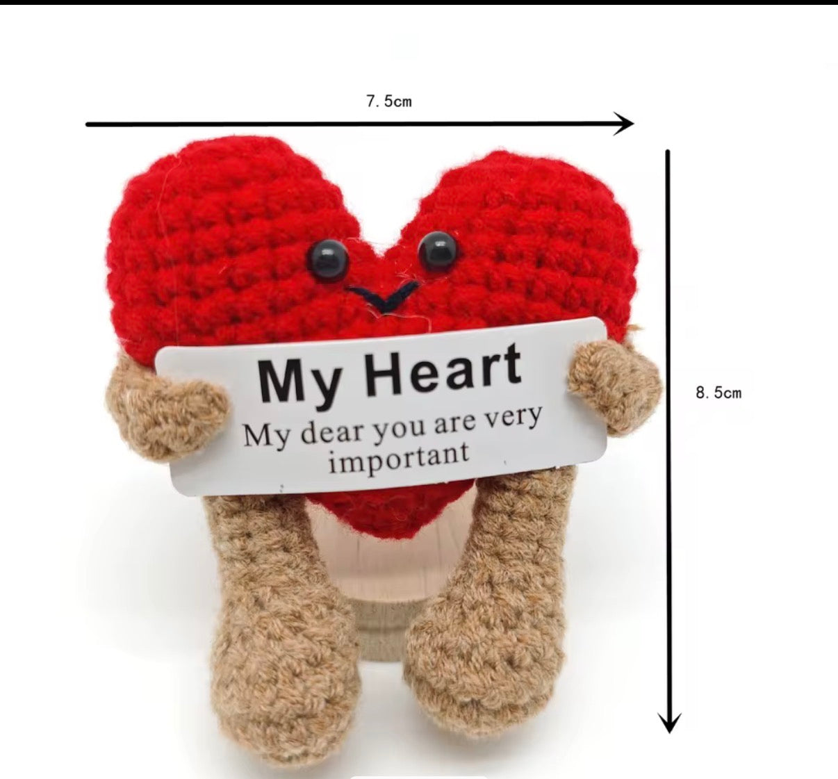 My Heart Crochet Keychain with affirmation card