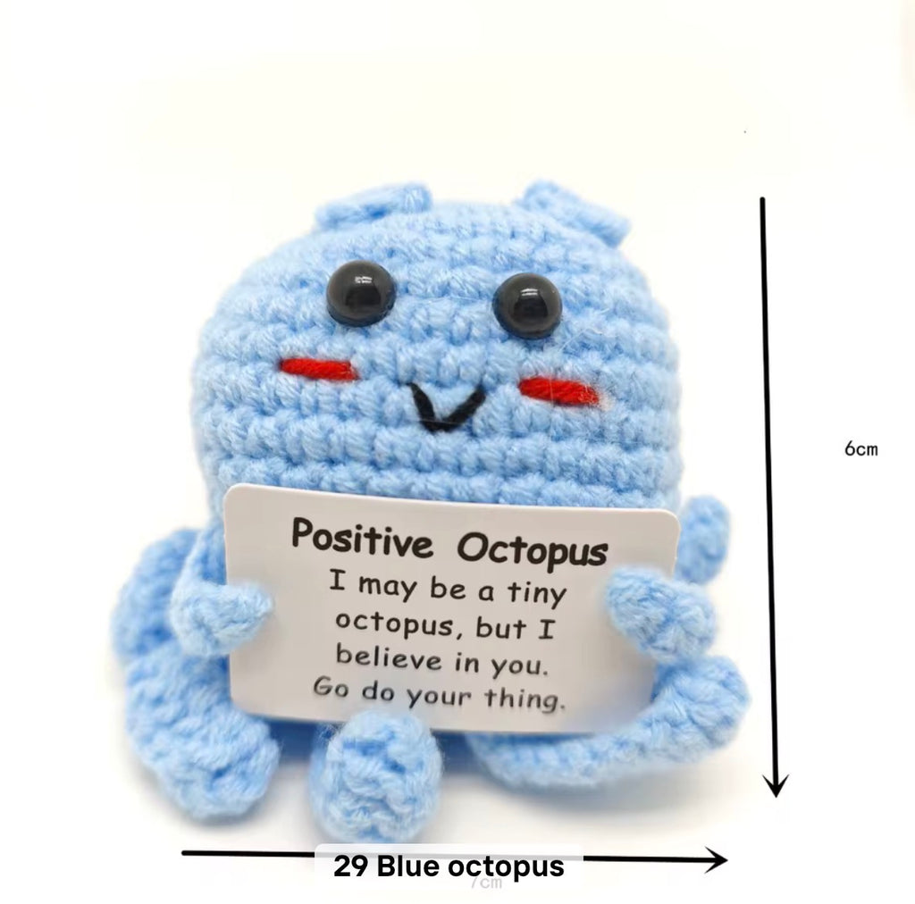 Positive Blue Octopus Crochet Keychain