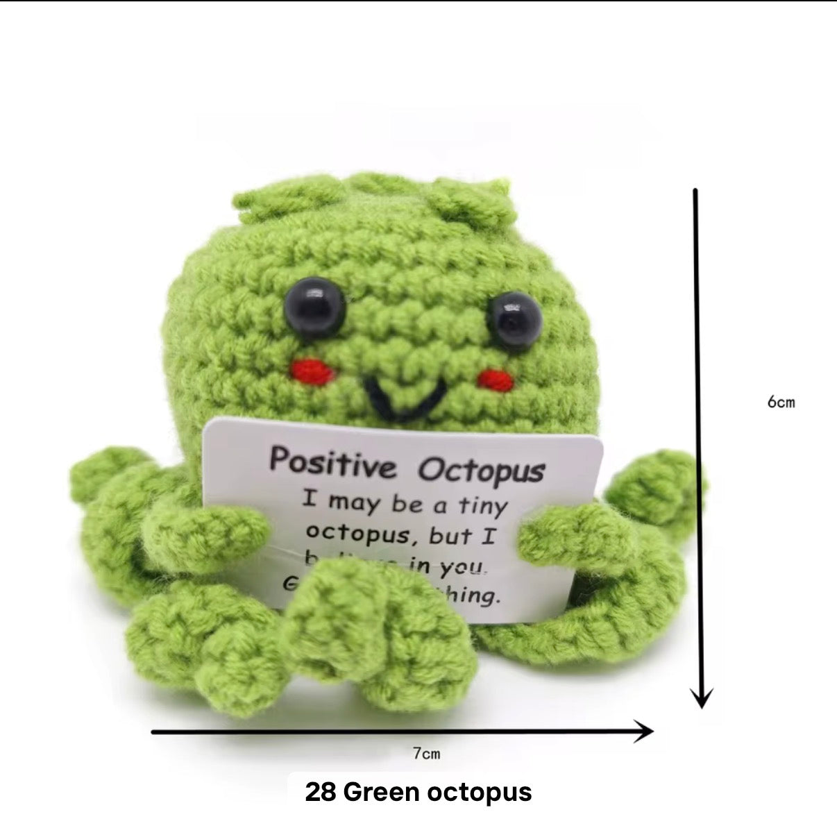 Positive Green Octopus Crochet Keychain