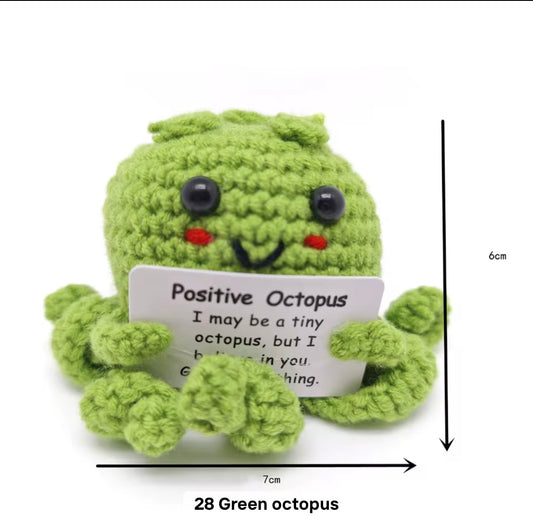 Positive Green Octopus Crochet Keychain