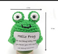 Hello Frog Crochet Keychain with affirmation card