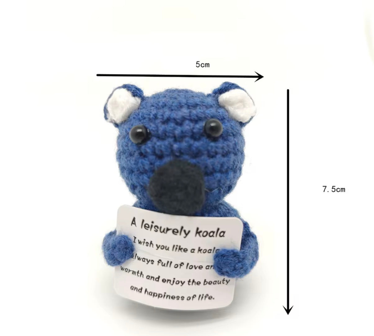 Positive Koala Crochet Keychain with affirmation card