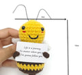 Positive Bee Journey Crochet Keychain with affirmation card