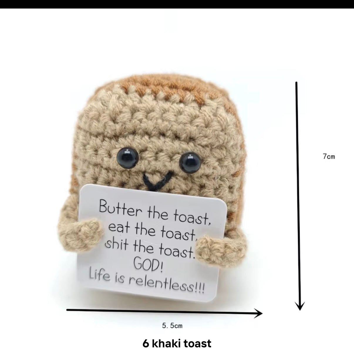 Toast Life Crochet Keychain with affirmation card