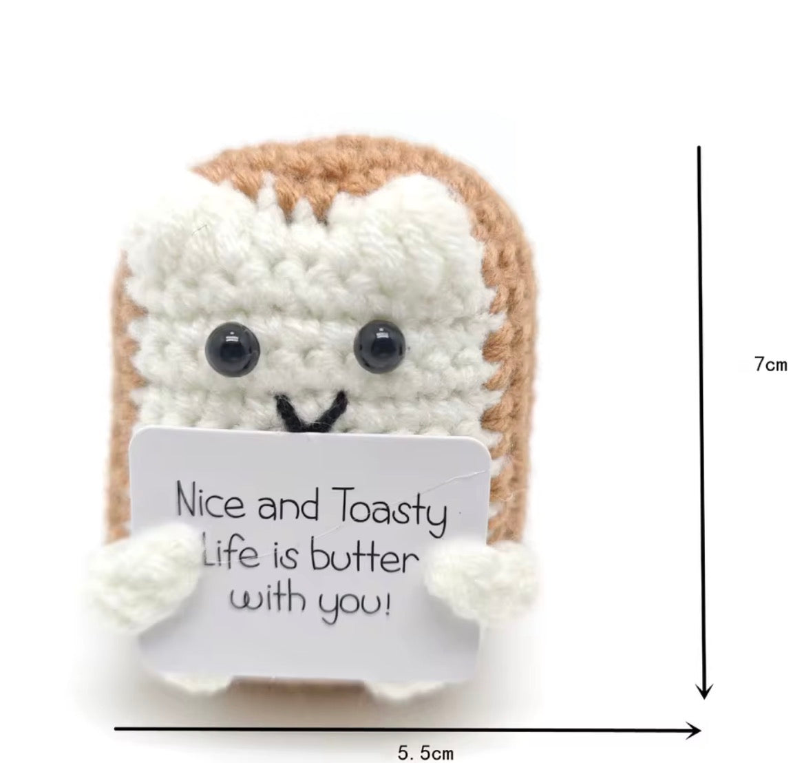 Nice and Toasty Crochet Keychain with affirmation card