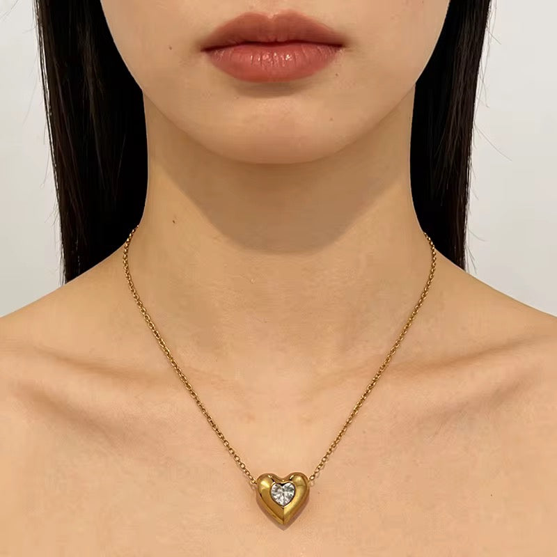 Sweetheart Solitaire Pendant Necklace