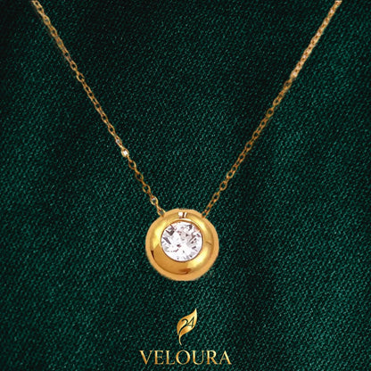 Luna Round Solitaire Pendant Necklace