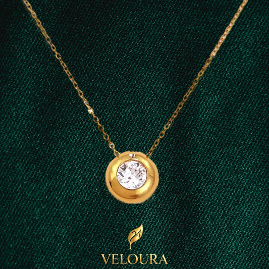 Luna Round Solitaire Pendant Necklace