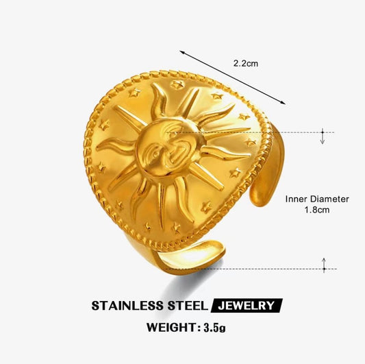 Celestial Sun Adjustable Ring — Gold