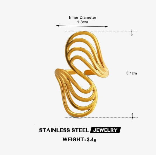Sculpted Wave Wrap Ring — Gold