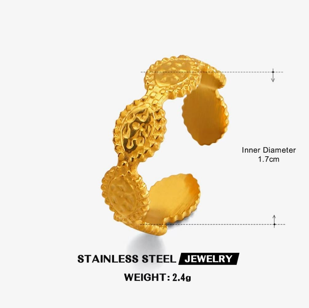 Ornate Medallion Coin Band Ring — Gold