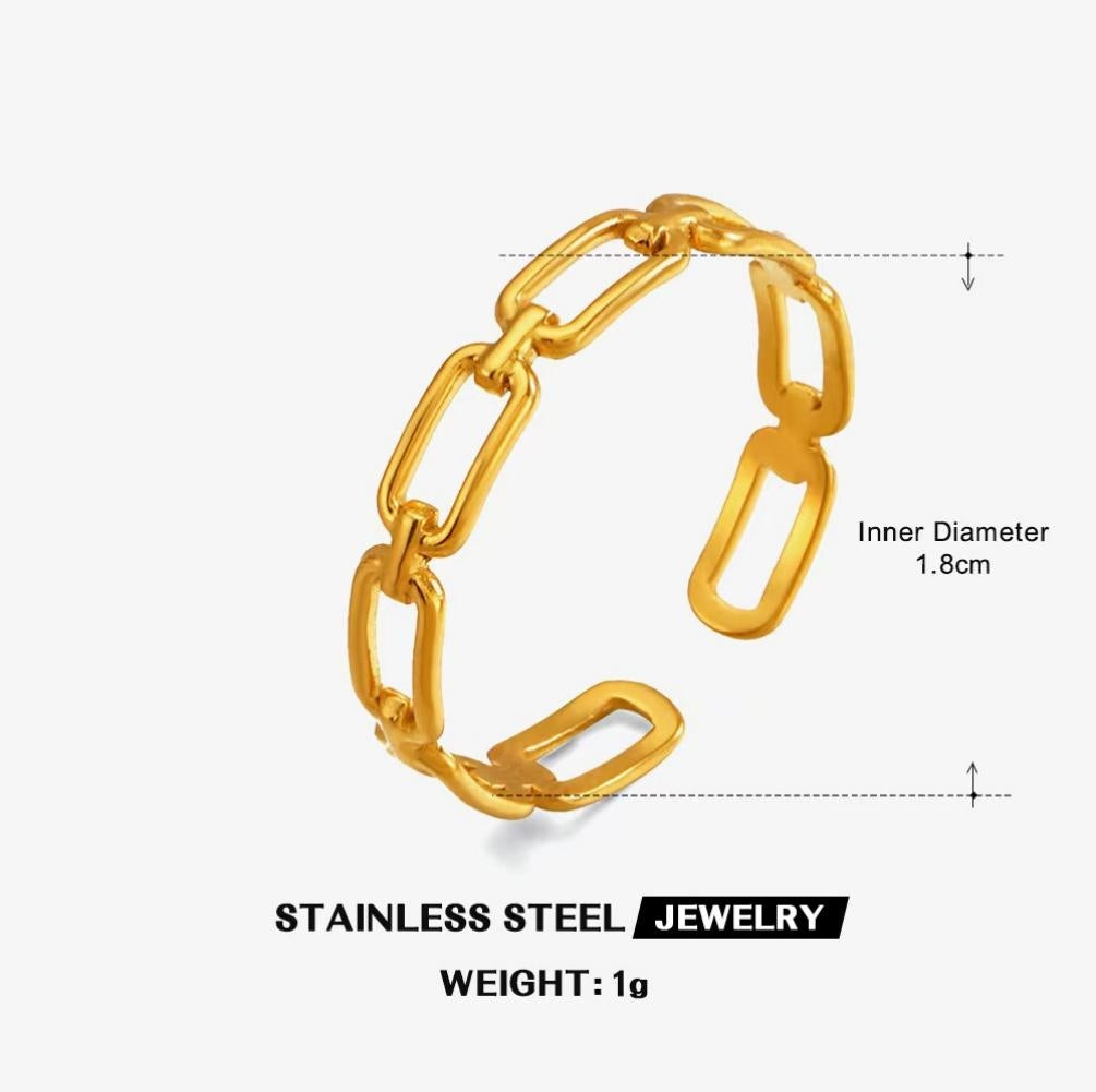 Paperclip Chain Link Ring — Gold