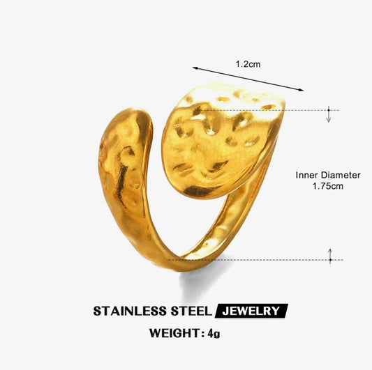 Hammered Bypass Wrap Ring — Gold