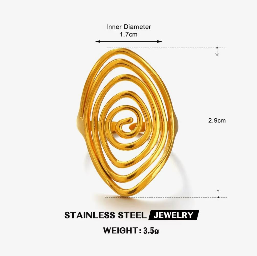Spiral Swirl Marquise Ring — Gold