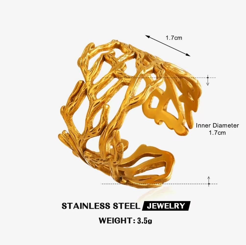 Coral Branch Openwork Ring — Gold