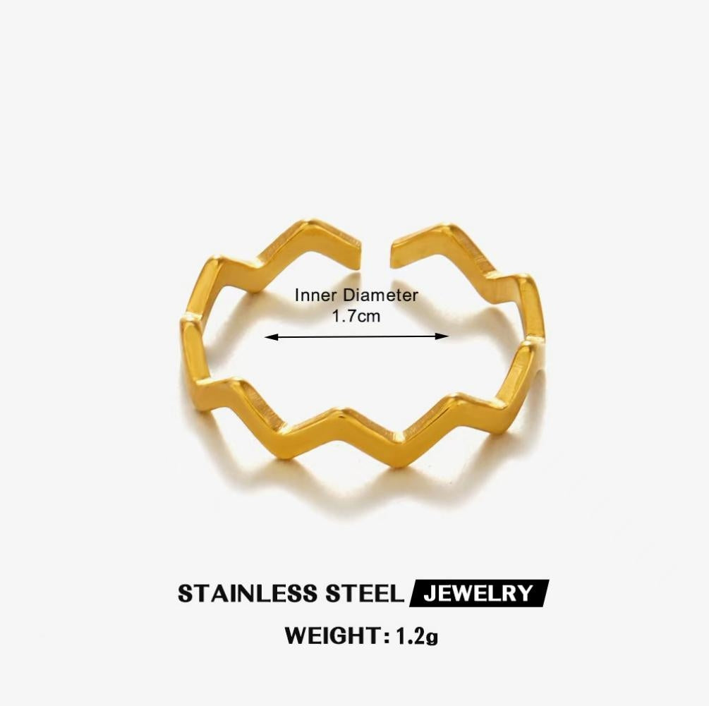 Zigzag Chevron Stackable Ring — Gold