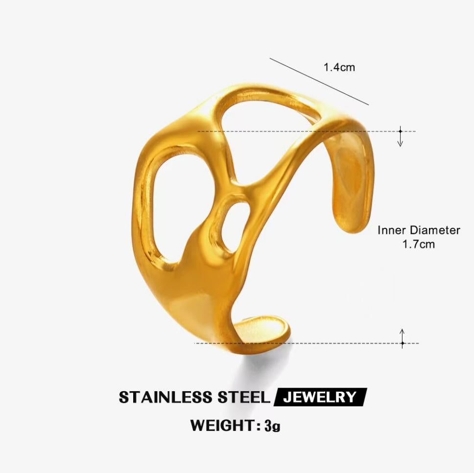 Molten Lava Cutout Open Ring — Gold
