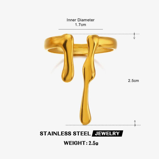 Molten Drip Abstract Ring — Gold