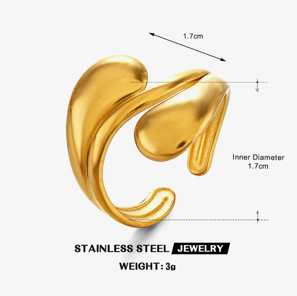 Sculpted Petal Wrap Ring — Gold