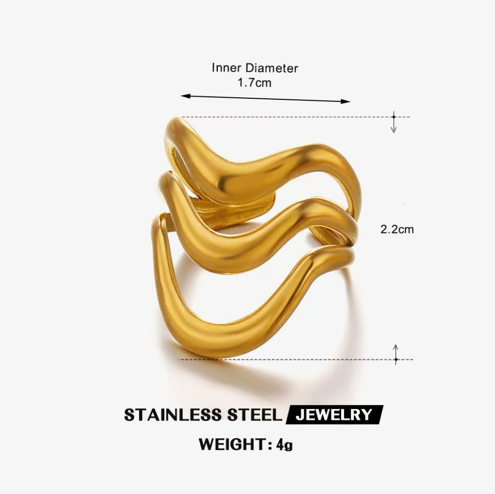 Triple Wave Sculpted Ring — Gold